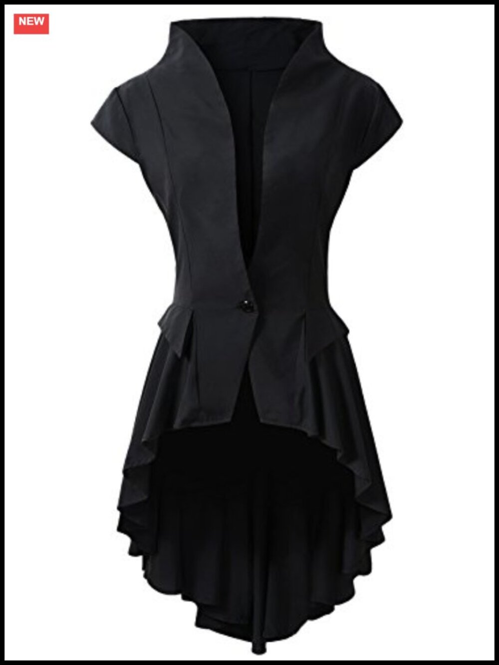 Womens Gothic Steampunk Victorian Waterfall Waistcoat Jacket Top Sleeveless